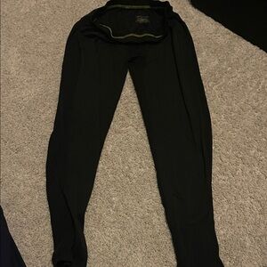 Cuddl Duds Black Leggings with Green Stitching